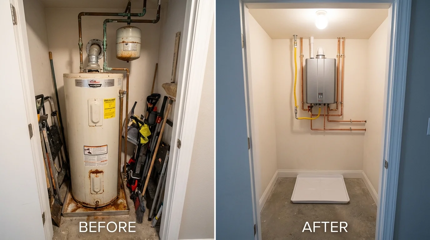 Tank water heater versus wall-mounted tankless unit comparison for Otsego, MI homeowners